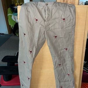 Vineyard Vines Tan Chinos with Red Embroidery